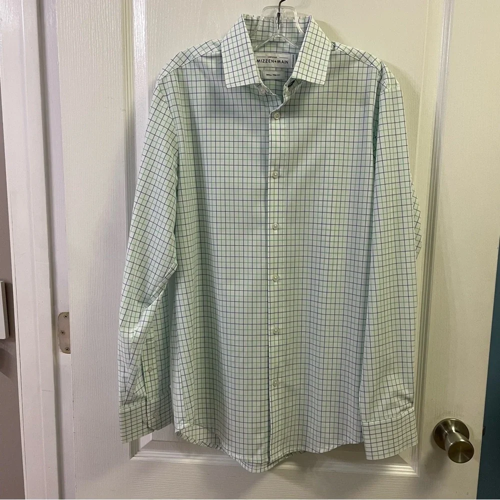 Mizzen+Main Leeward Trim Fit Plaid Button-Up Shirt Size Small